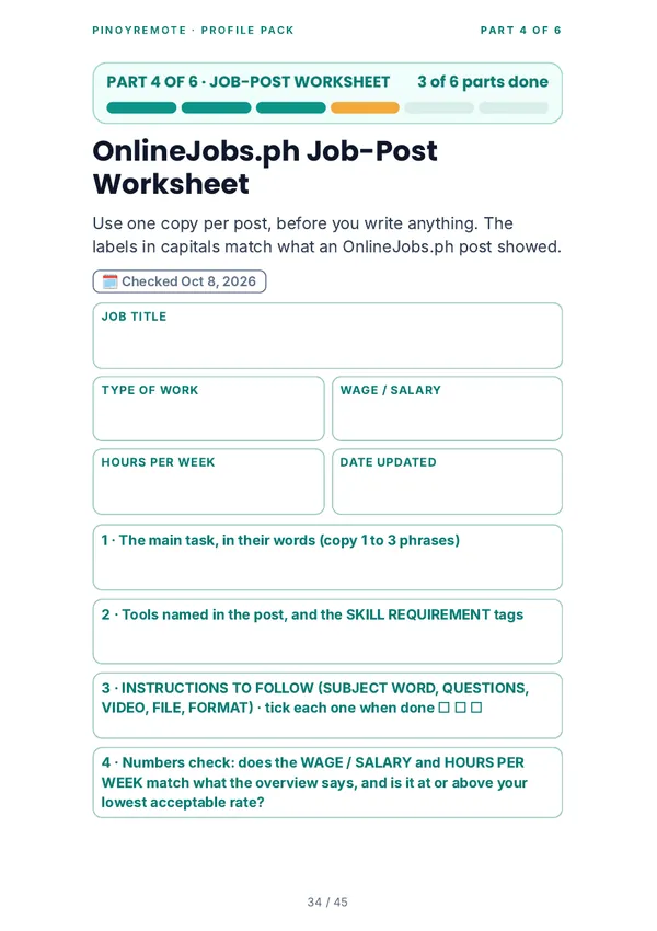Job-Post Worksheet, Page 34