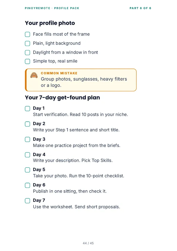 Photo guide and 7-day plan, Page 44