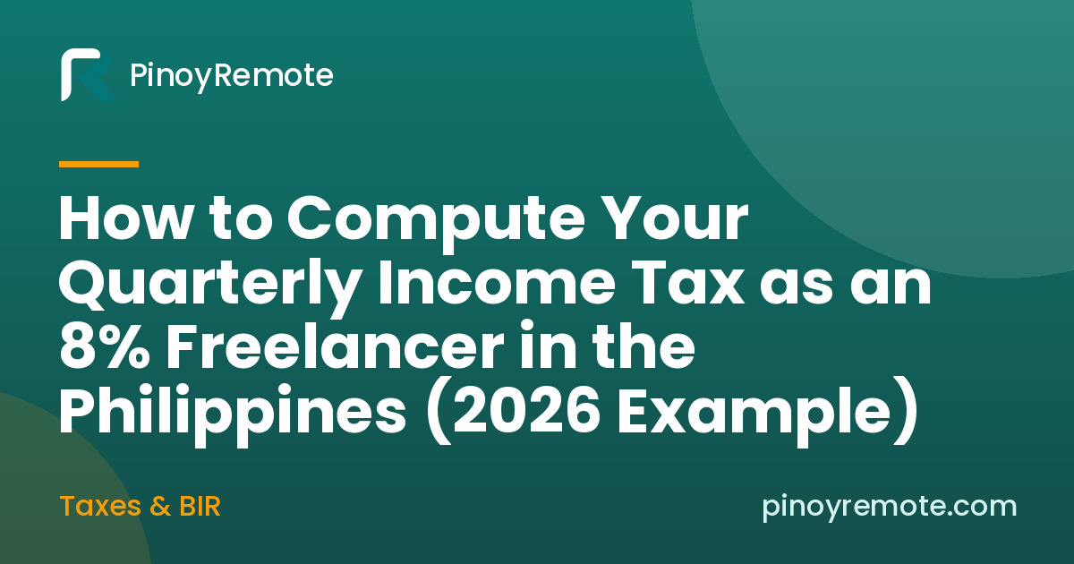 Freelancer working out how to compute quarterly income tax in the Philippines on BIR Form 1701Q under the 8% option
